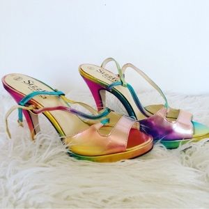 Iridescent Rainbow Vintage 90's Platform Heels